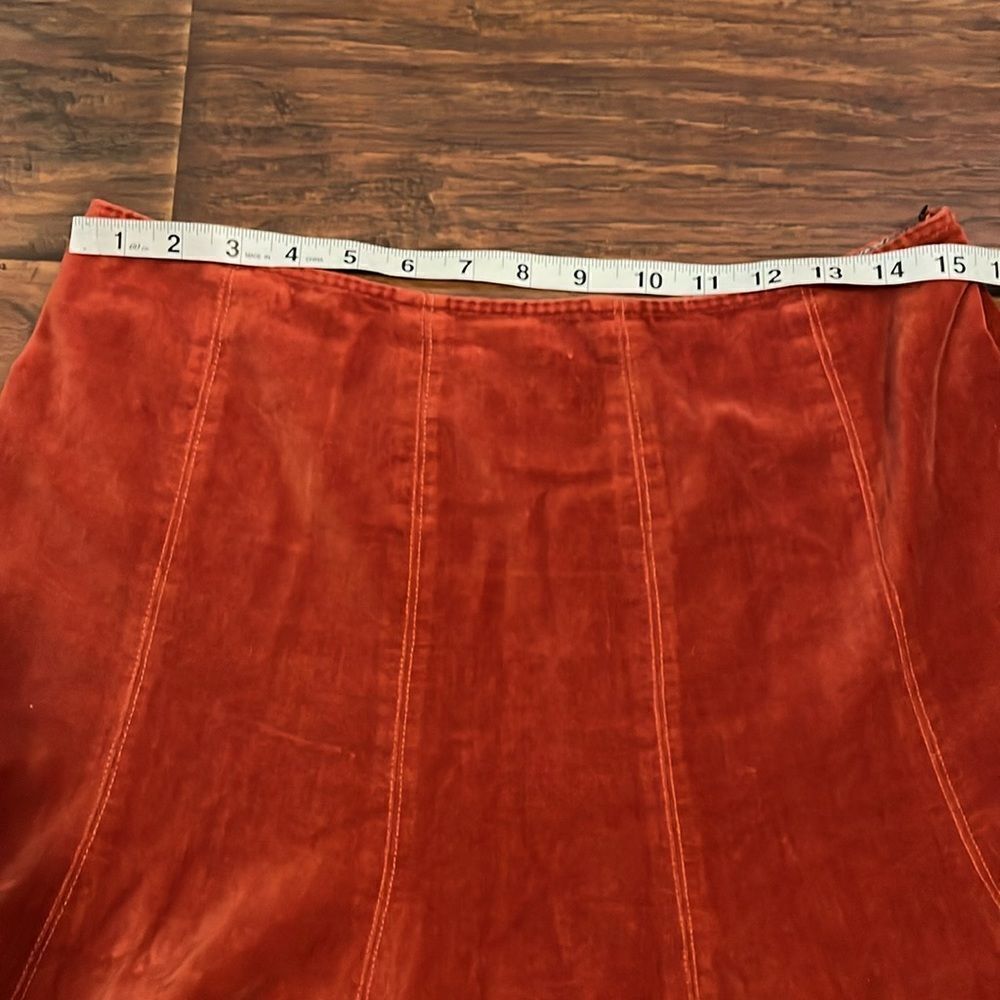 Sundance Orange Velvet Boho Skirt Feminine Contemporary Event Festival - Picture 7 of 11